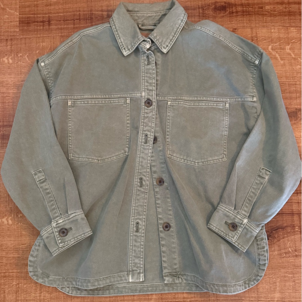GAP Olive Green Button-Up Shirt Jacket